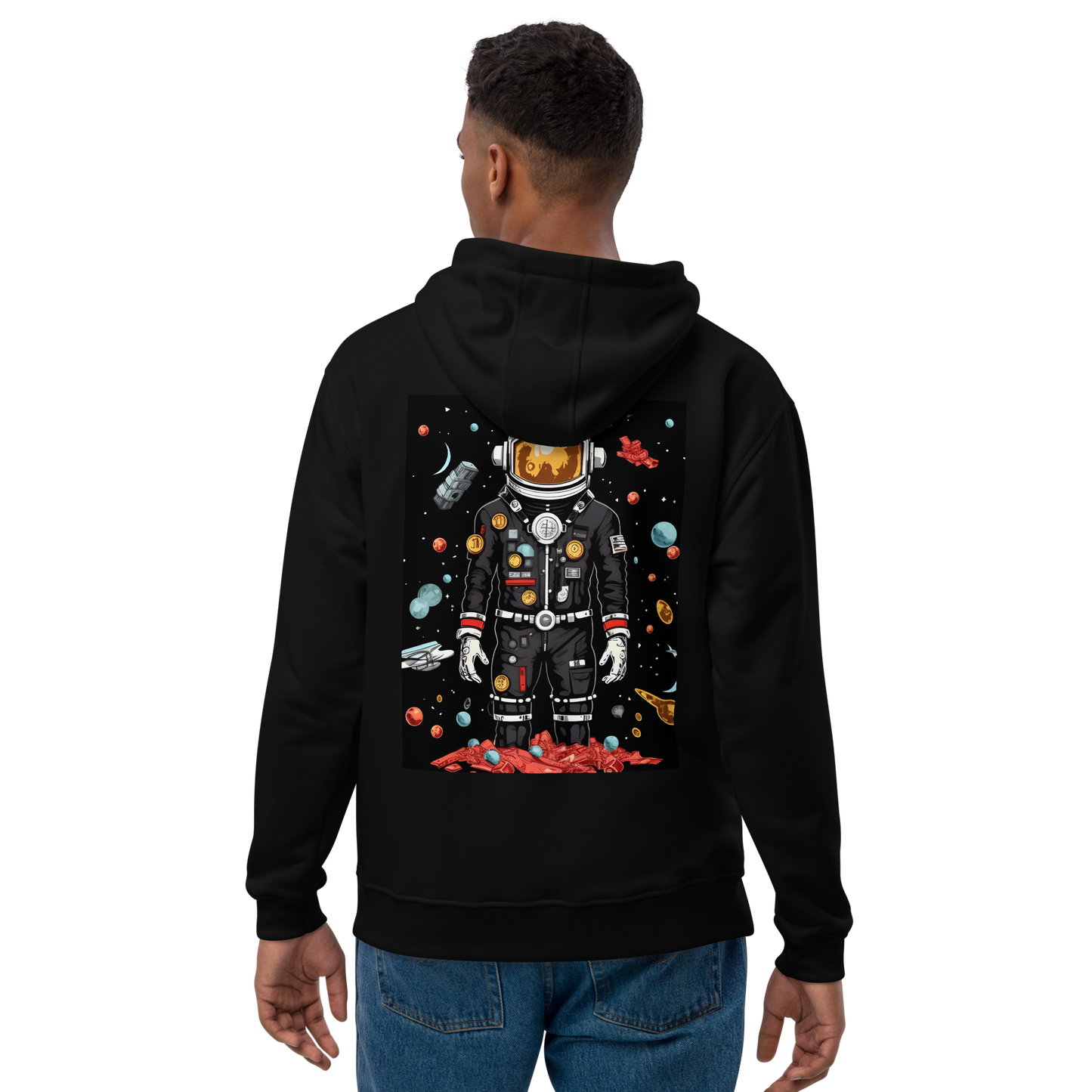 Where Is My Finders Fee Spaceman Hoodie Black